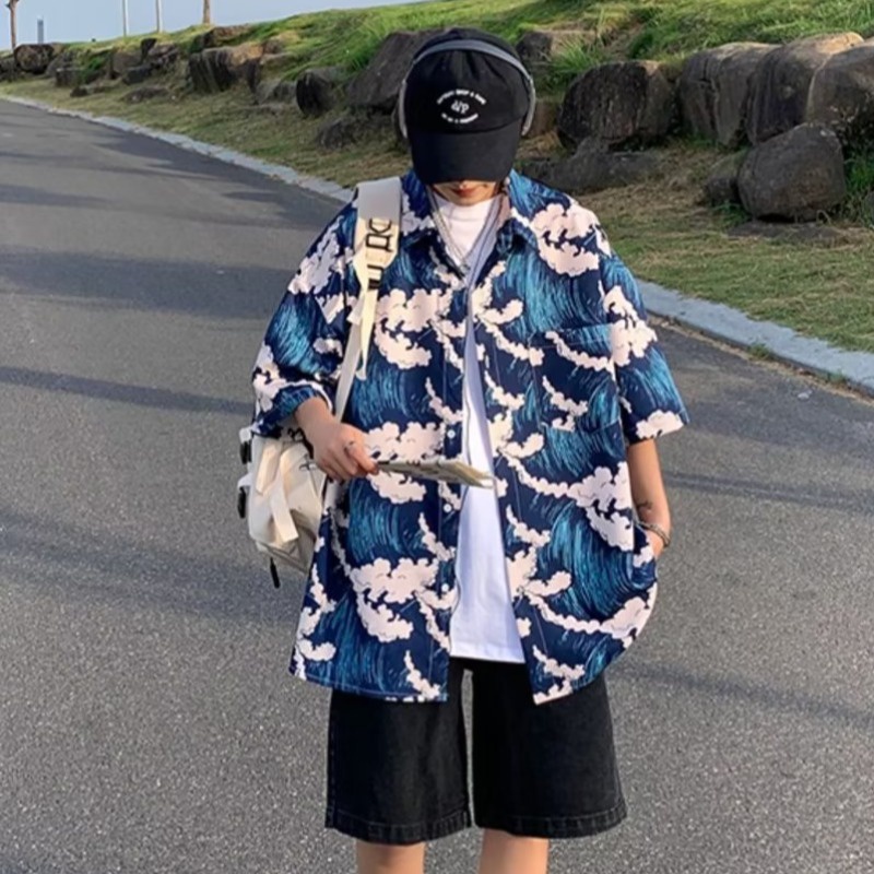 Áo Sơ Mi Nam Tay Lửng Dáng Rộng Phong Cách Hàn Quốc Mới