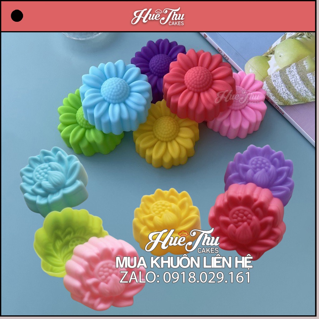 Combo khuôn silicon Hoa Sen, Hoa Cúc 5cm (20 cái) làm bánh rau câu, bánh da lợn