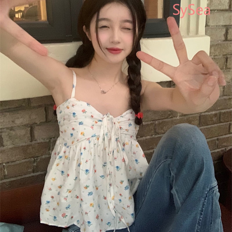 Áo Hai Dây Họa Tiết Hoa Xinh Xắn Thời Trang Mùa Hè Cho Nữ