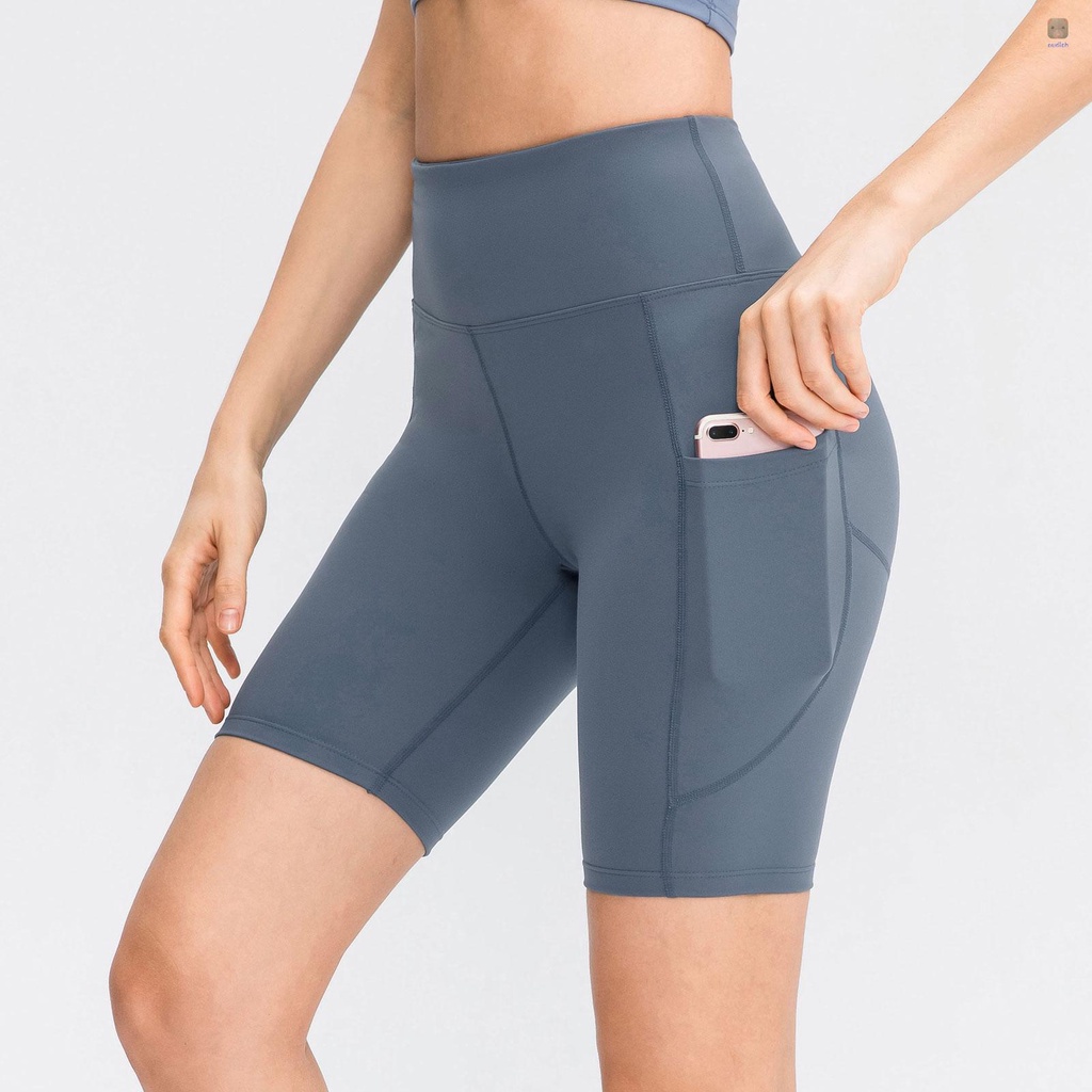 Quần Short Thể Thao Lưng Cao Có Túi Thời Trang Cho Nữ