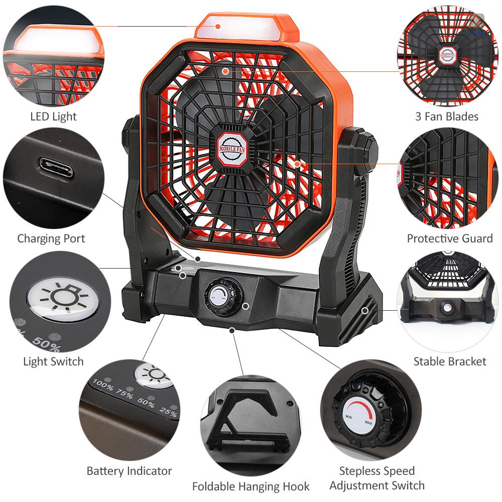 Quạt Để Bàn Có Thể Sạc Lại Tiện Dụng Khi Đi Cắm Trại