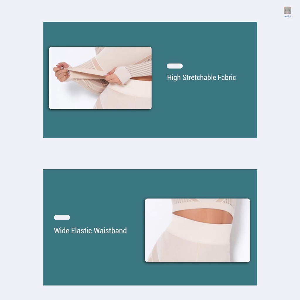 Set Đồ Tập Thể Thao Gồm Áo Croptop Dài Tay Và Quần Legging Lưng Cao Họa Tiết Sọc Thời Trang Cho Nữ