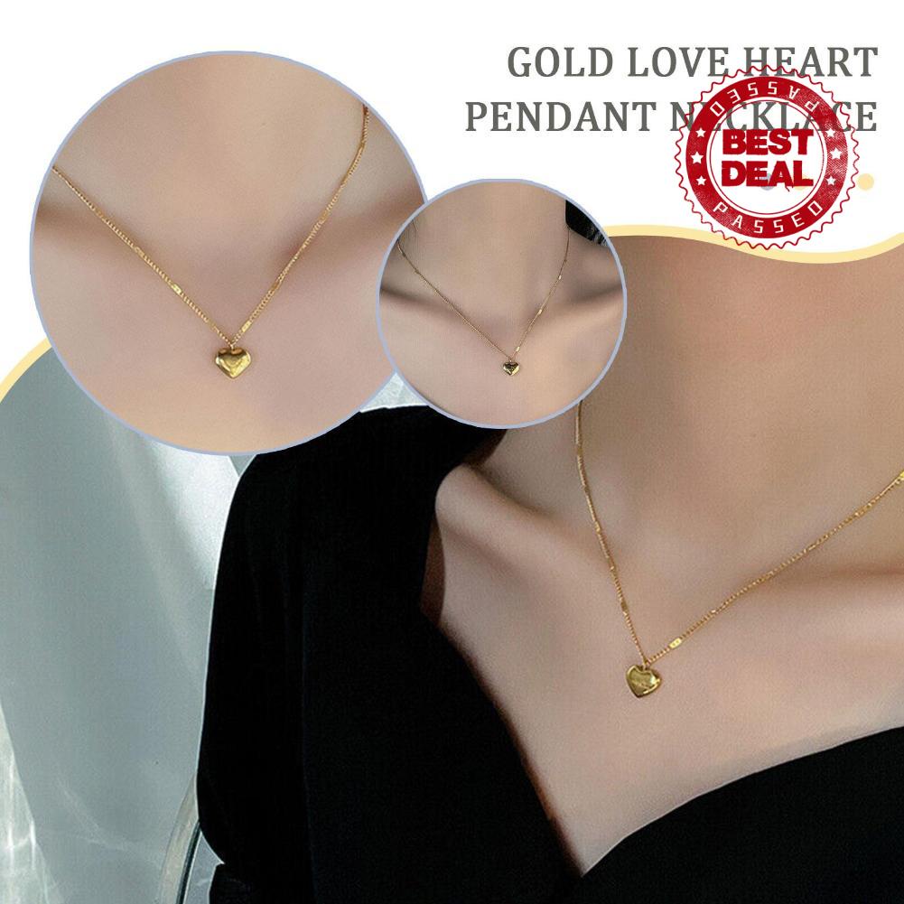 Vòng cổ Mặt Trái Tim Màu Vàng Phong Cách Hàn Quốc Sang Trọng A8T7