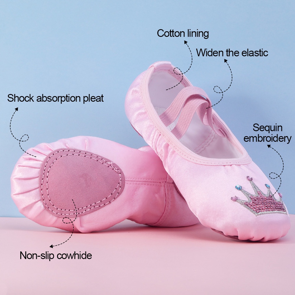 Giày Múa Ba Lê Đế Mềm Thêu Họa Tiết Hoạt Hình Xinh Xắn Cho Bé Gái