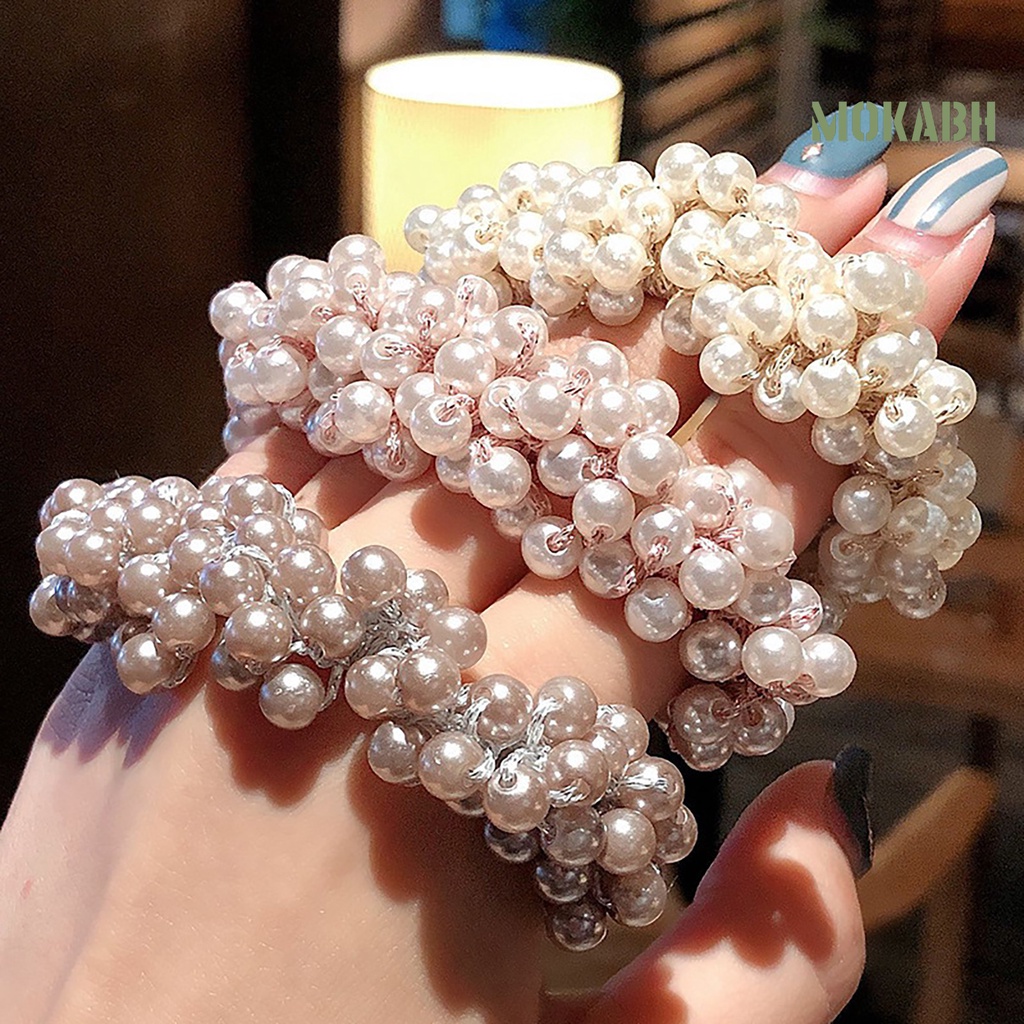 Dây Cột Tóc Co Giãn Đính Ngọc Trai Giả Thanh Lịch Dùng Hàng Ngày