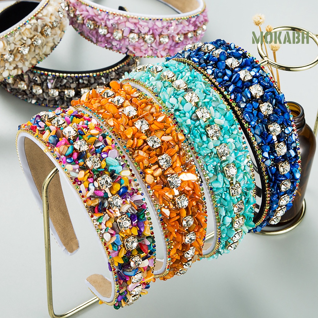Băng Đô Mini Đính Đá Nhiều Màu Sắc Co Giãn Chống Trượt Thời Trang Cho Nữ