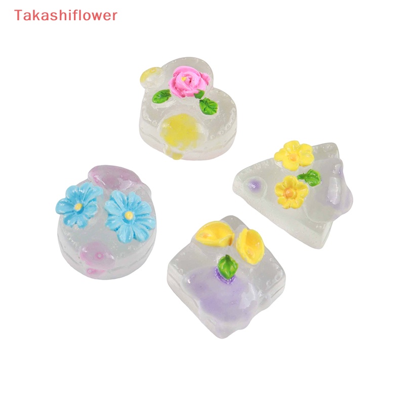 Set 5 Mô Hình Bánh Kem Mini Bằng Nhựa Resin Trong Suốt Phát Quang Độc Đáo