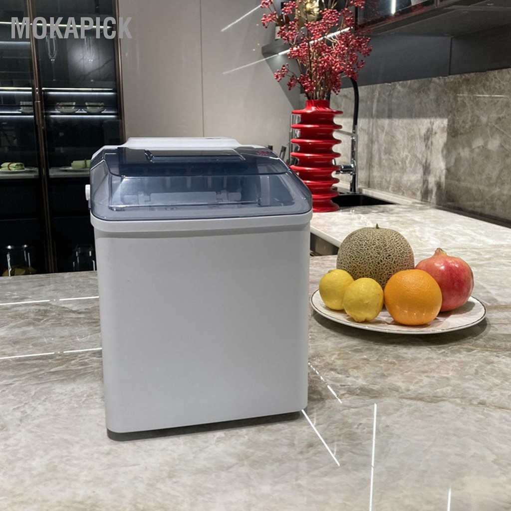 Mokapick Máy Làm Đá Để Bàn ABS Điện Di Động 9 Trong 8 Đến Phút Phích Cắm Châu Âu 220V Trắng