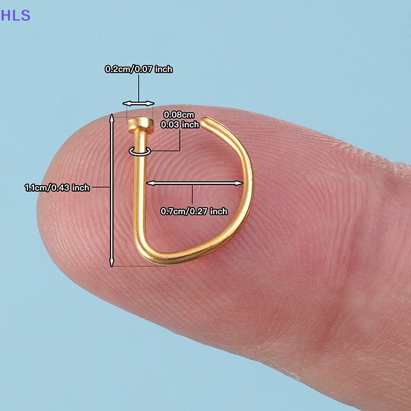 Set 3 Khuyên Mũi 18G Hình Chữ D Bằng Thép Không Gỉ Cá Tính