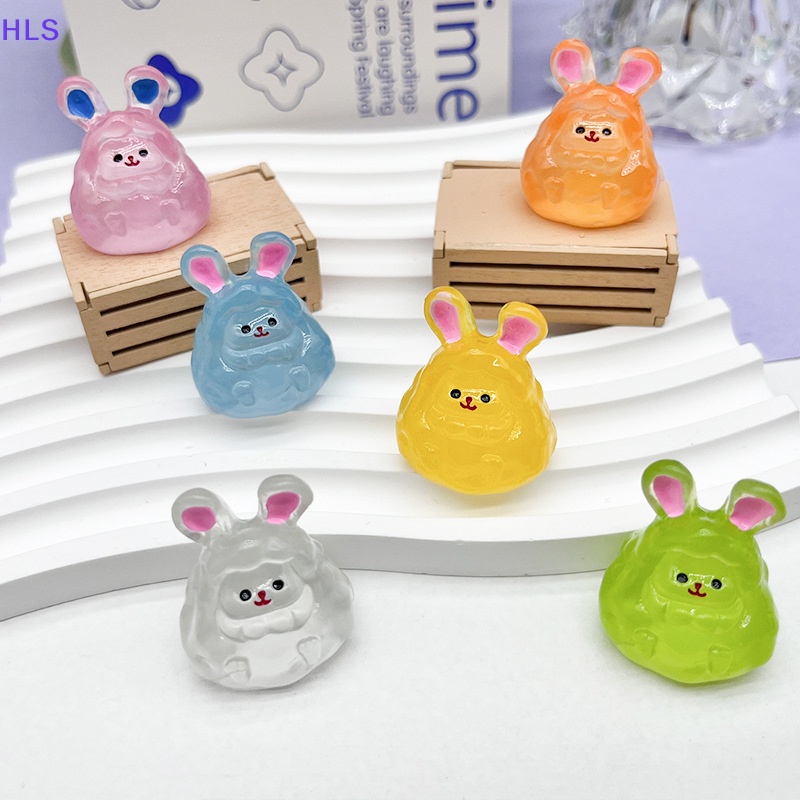 Phụ Kiện Trang Trí Hình Thỏ Mini Bằng Resin Dạ Quang Ba Chiều Dễ Thương Để Bàn Trang Trí Nội Thất / Xe Hơi