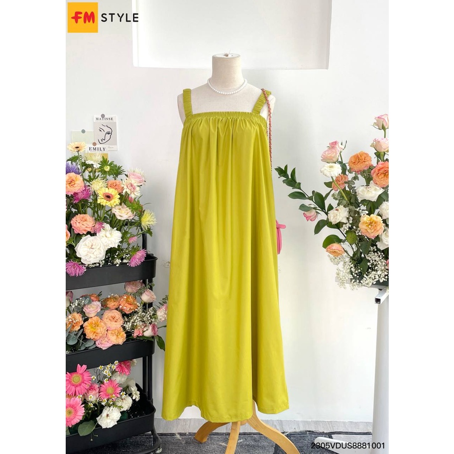 Váy hai dây FM Style form suông phối dây chun dáng dài phong cách thời trang Hàn Quốc dành cho nữ 23050888