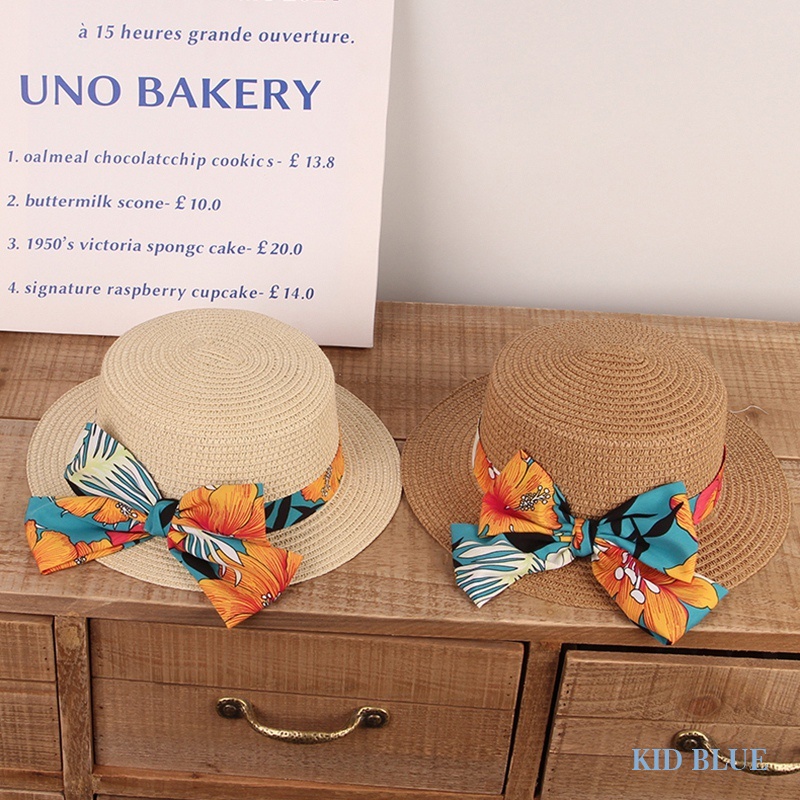 Mũ Cói Chống Nắng Đính Nơ Phong Cách Bohemian Thời Trang Mùa Hè Dành Cho Bé Gái