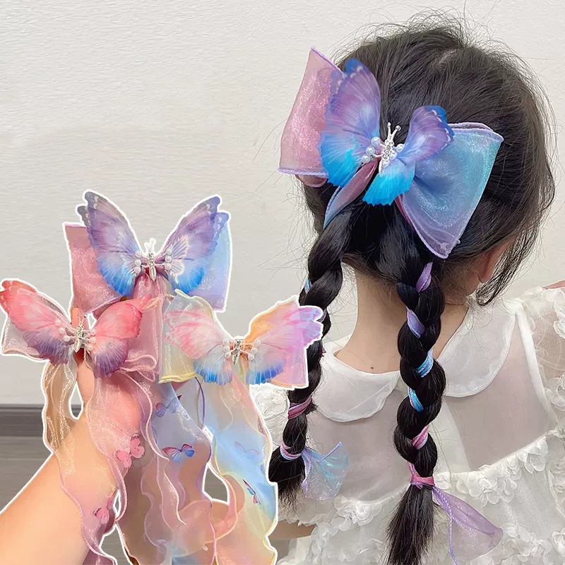 Haimeikang Kẹp Tóc Thắt Bím Đuôi Ngựa Có Thể Di Chuyển Đổi Màu Gradient Ngọt Ngào Mới Cho Nữ