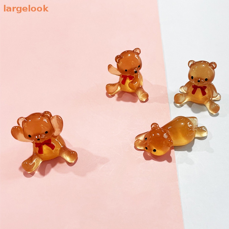 Bộ 2 Kẹp Tóc Hình Gấu Dạ Quang Bằng Nhựa Resin DIY