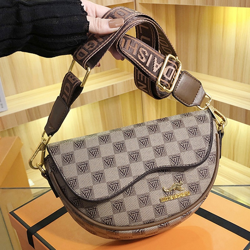 Túi Xách Đeo Vai Kiểu Yên Ngựa In Họa Tiết Cổ Điển Thời Trang Cho Nữ