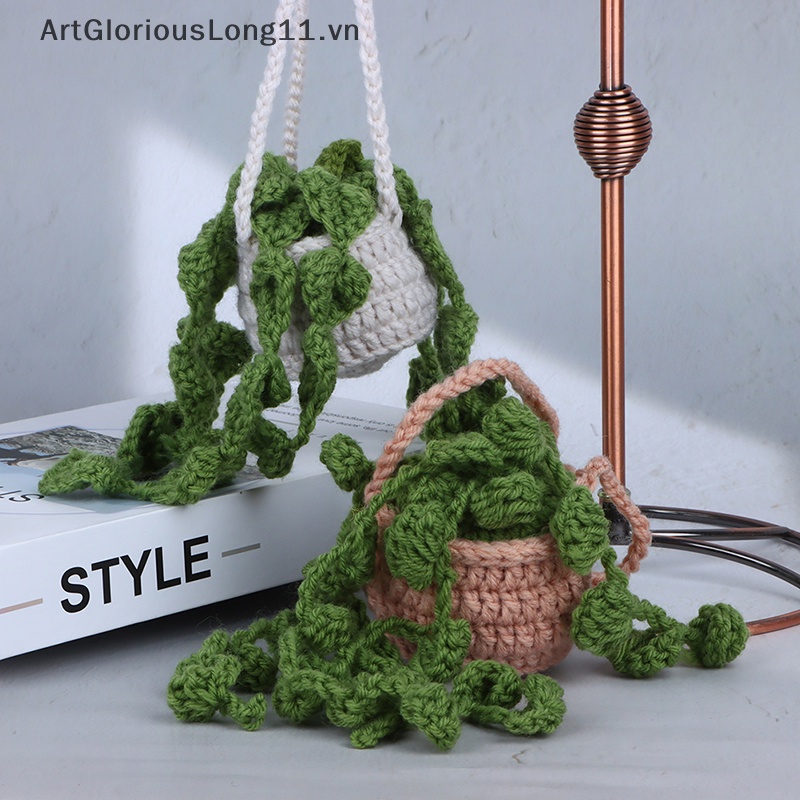 1 Cây Mọng Nước Đan Móc Thủ Công Dễ Thương Trang Trí Xe Hơi