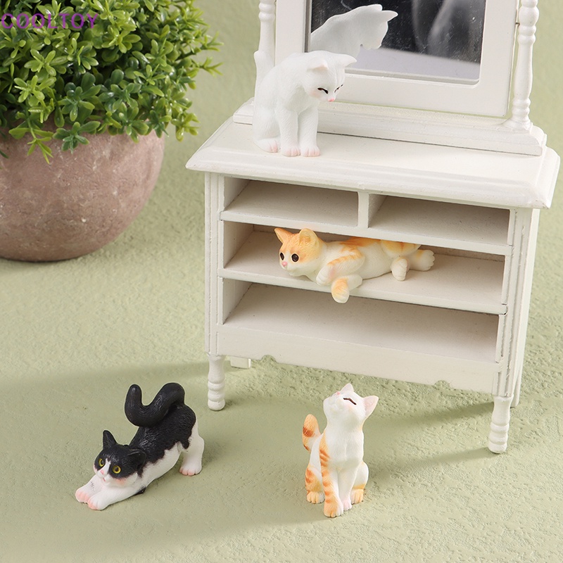 Đồ trang trí Mèo Mini Bằng Nhựa Resin Dễ Thương Trang Trí Nhà Búp Bê