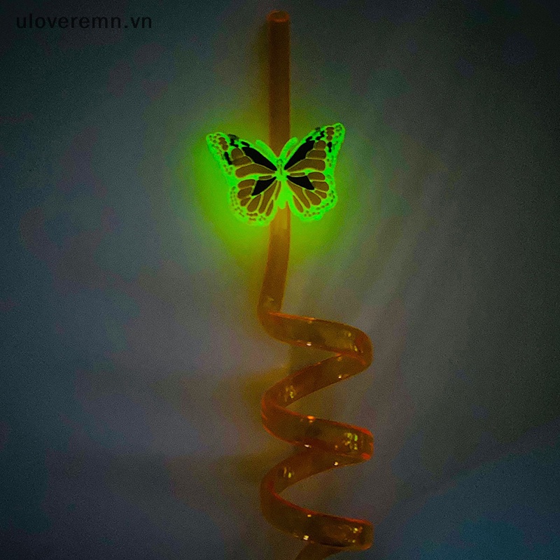 Uloveremn Mới Ống Hút Hình Bướm Có Đèn Ngủ Sáng Tạo Trang Trí Tiệc Cá Nhân Hóa