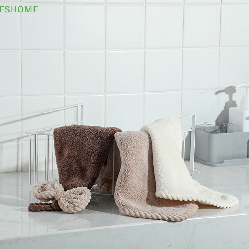 Khăn Lau Tay Vải Nhung San Hô Mềm Mại Thấm Hút Nước Nhanh Khô Tiện Dụng Cho Nhà Bếp / Phòng Tắm Mới