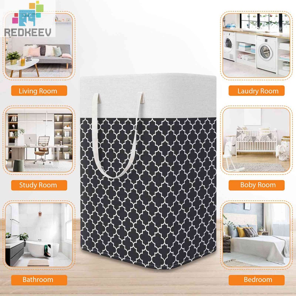 Giỏ Đựng Quần Áo Bẩn Bằng Cotton Có Tay Cầm Có Thể Gấp Gọn Tiện Dụng