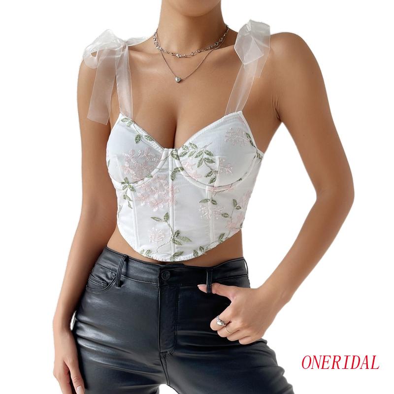 Áo Croptop Hai Dây Cổ Chữ V Họa Tiết Hoa Thời Trang Gợi Cảm Cho Nữ