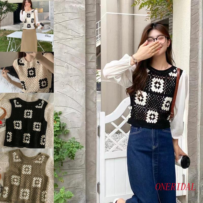 Áo Croptop Dệt Kim Sát Nách Dáng Rộng Họa Tiết Kẻ Sọc Thời Trang Cho Nữ