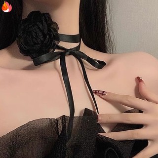Vòng cổ choker ren hoa lớn màu đen phong cách retro cá tính cho nữ