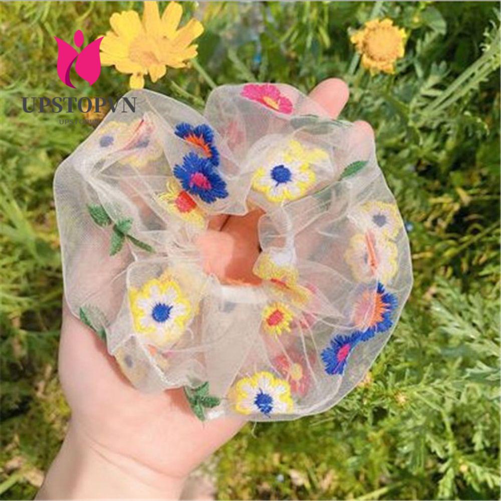 Dây Buộc Tóc Lưới Trong Suốt Co Giãn Nhiều Màu Sắc Cho Nữ