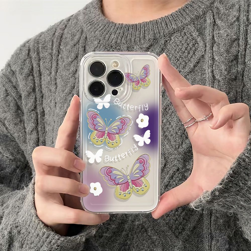 ✅Ốp Điện Thoại Mềm Chống Sốc Họa Tiết Bướm Đơn Giản Cho iPhone1213 14pro78max 116Inch QD8X
