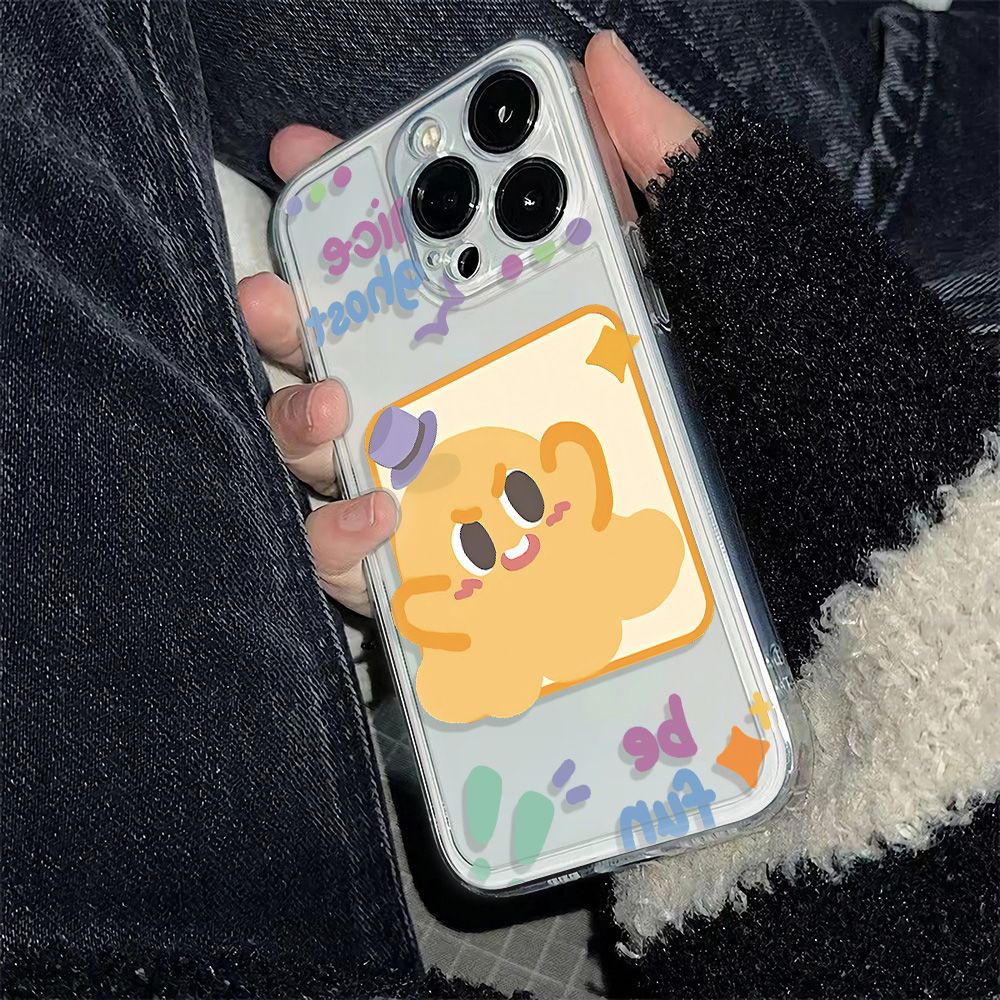 ✅Ốp Điện Thoại Mềm Chống Sốc Màu Vàng Họa Tiết Ma Nhỏ Đơn Giản Cho Iphone 11 78 6In14Pro 1213 AL8M