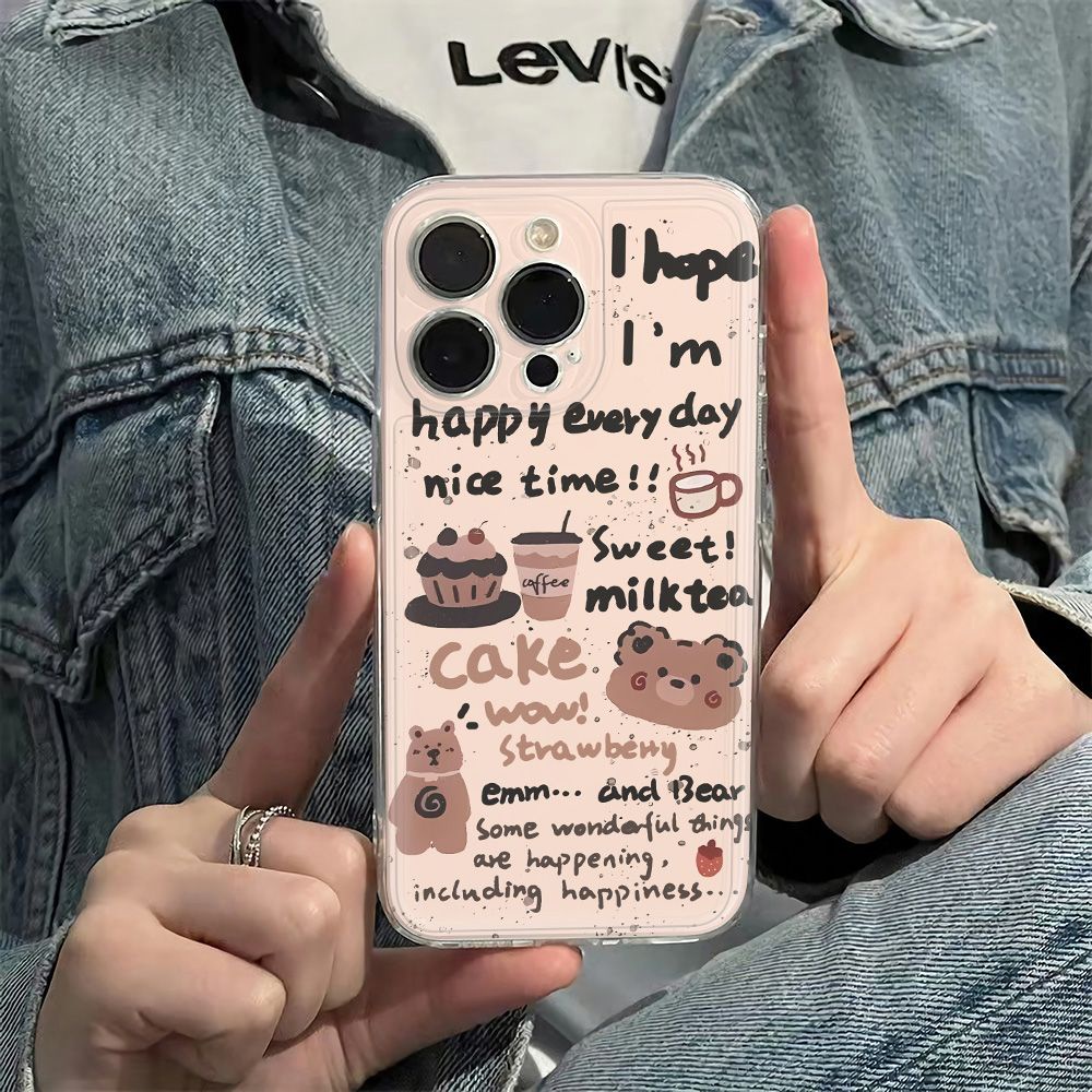 ✅Ốp Điện Thoại Dẻo Họa Tiết Chú Gấu Dễ Thương Chống Sốc Cho Iphone 14pro 11iPhone12 Plus6In 1378 max H8XD