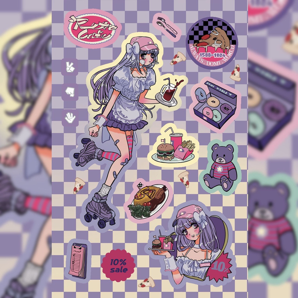 Sticker Dán Trang Trí Điện Thoại / Sổ Tay diy Hình Nhân Vật Domino Phong Cách Hàn Quốc