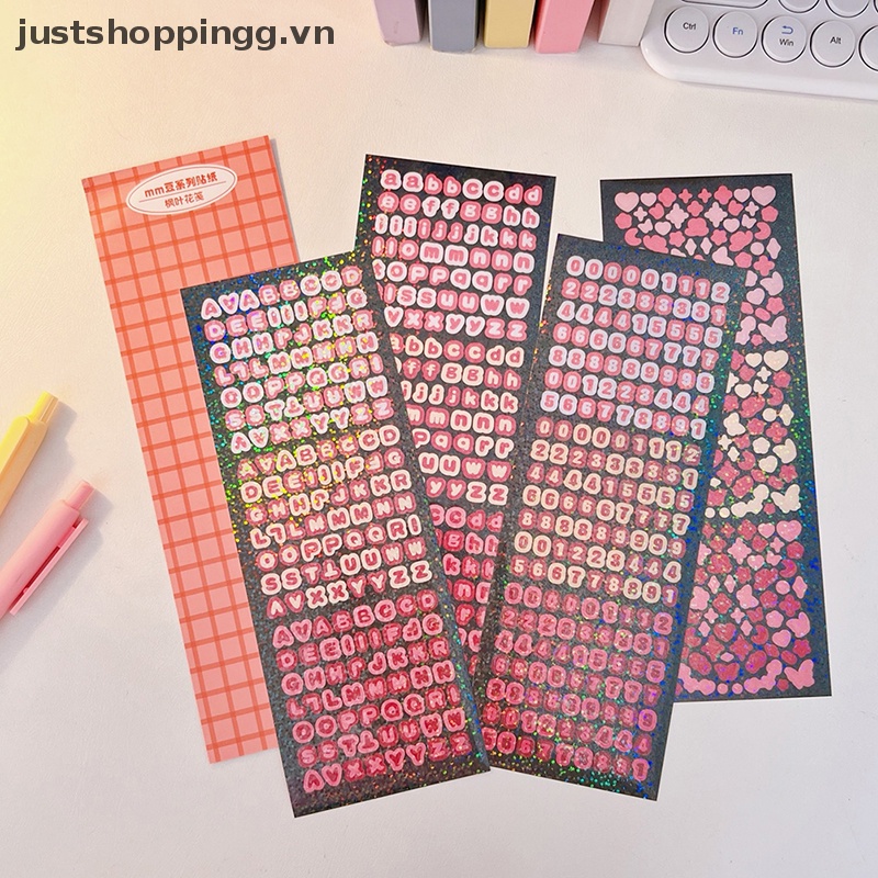 Set 4 Tấm Hình Dán Trang Trí Album Ảnh Hình Chữ Cái DIY