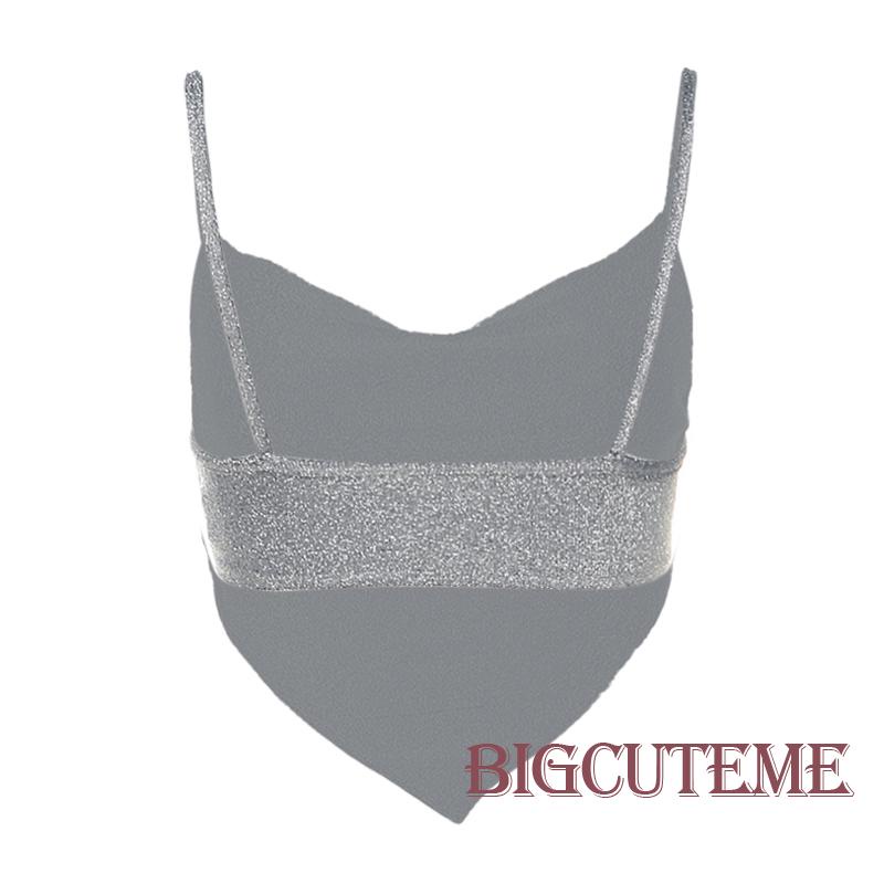 Áo Croptop Sát Nách Hở Lưng Màu Bạc Thời Trang Mùa Hè Cho Nữ