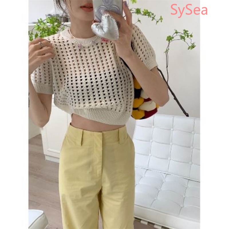 Áo Dệt Kim Thiết Kế Đục Lỗ Thời Trang Mùa Hè Cho Nữ