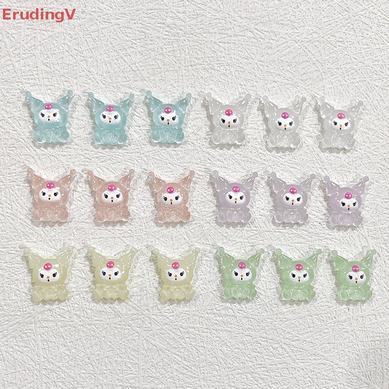 Set 10 Phụ Kiện Trang Trí Móng Tay Nghệ Thuật DIY Hình Hoạt Hình 3D Phát Sáng