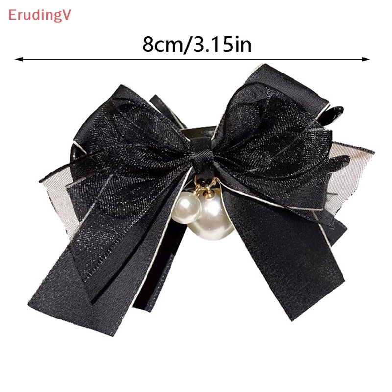 Kẹp Tóc Hình Nơ Ren Đính Ngọc Trai Phong Cách Hàn Quốc Thanh Lịch Thời Trang Cho Nữ