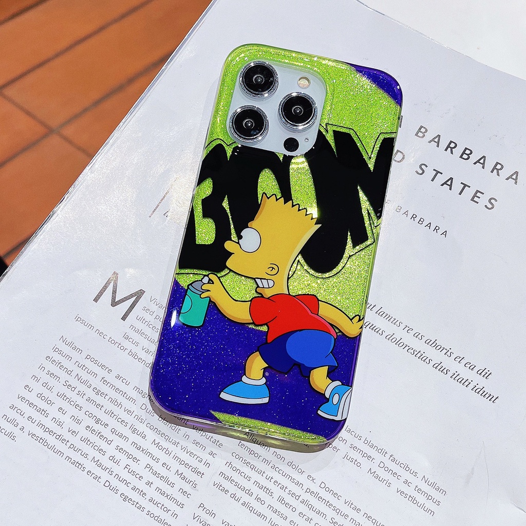 Ốp Điện Thoại TPU Mềm Trong Suốt Hai Mặt Họa Tiết Simpson Cho iPhone 12 13 14 Pro Max