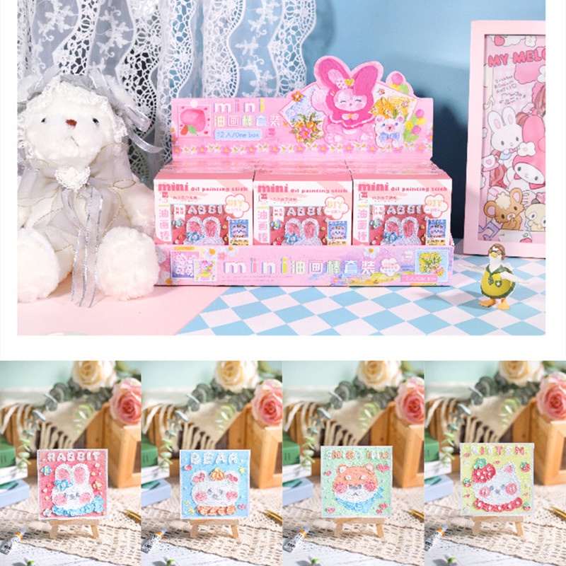 Ruixiang Bộ Bút Sáp Màu Vẽ Tranh Sơn Dầu Siêu Mềm Kèm Khung Cho Bé