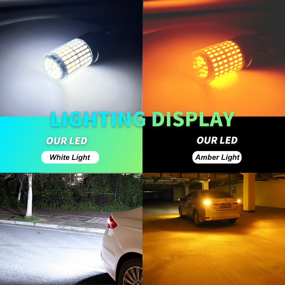 Set 2 Bóng Đèn Tín Hiệu 1156 BA15S P21W BAU15S PY21W 7440 W21W P21 / 5W 1157 BAY15D 7443 3157 LED 144smd