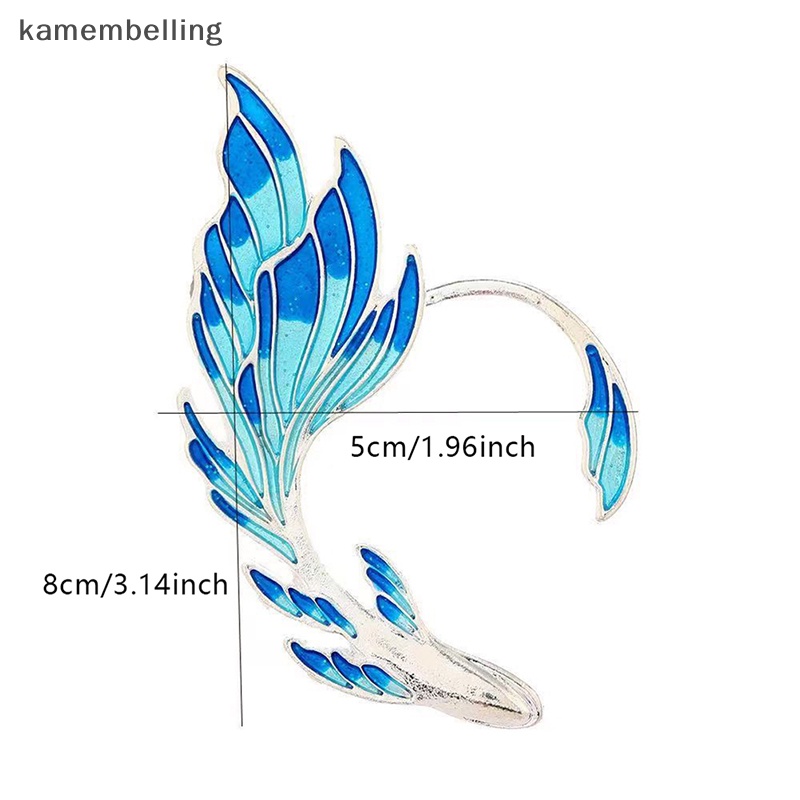 Kamembelling Khuyên Kẹp Vành Tai Hình Đuôi Cá Màu Gradient Thời Trang Cho Nữ