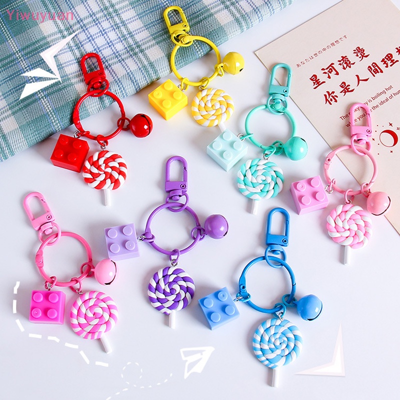 Móc Khóa Hình Kẹo Mút Phối Chuông Nhiều Màu Sắc Dễ Thương Trang Trí Ba Lô / Ô Tô Mới