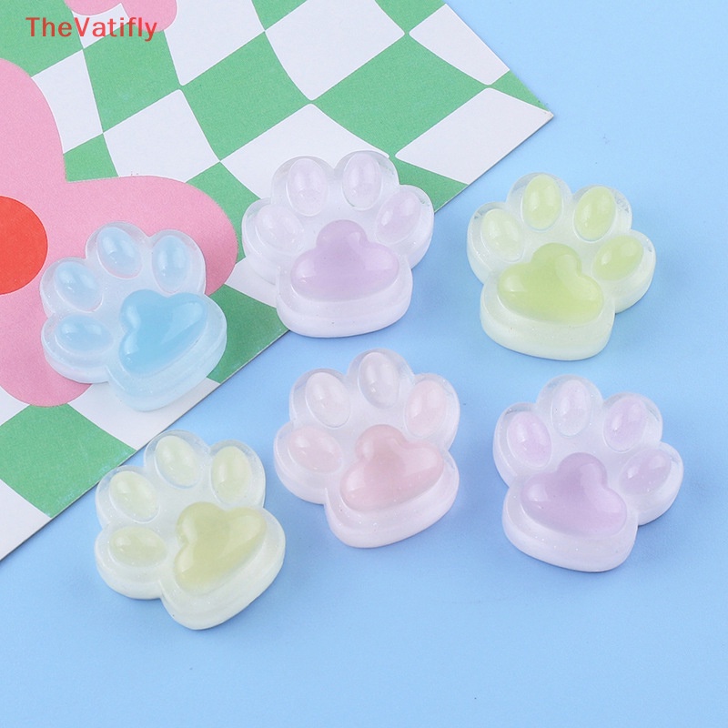 [Thevalifly] Set 2 Mặt Dây Chuyền Hình Móng Vuốt Mèo Bằng Nhựa Resin Dạ Quang Đáng Yêu Làm Trang Sức