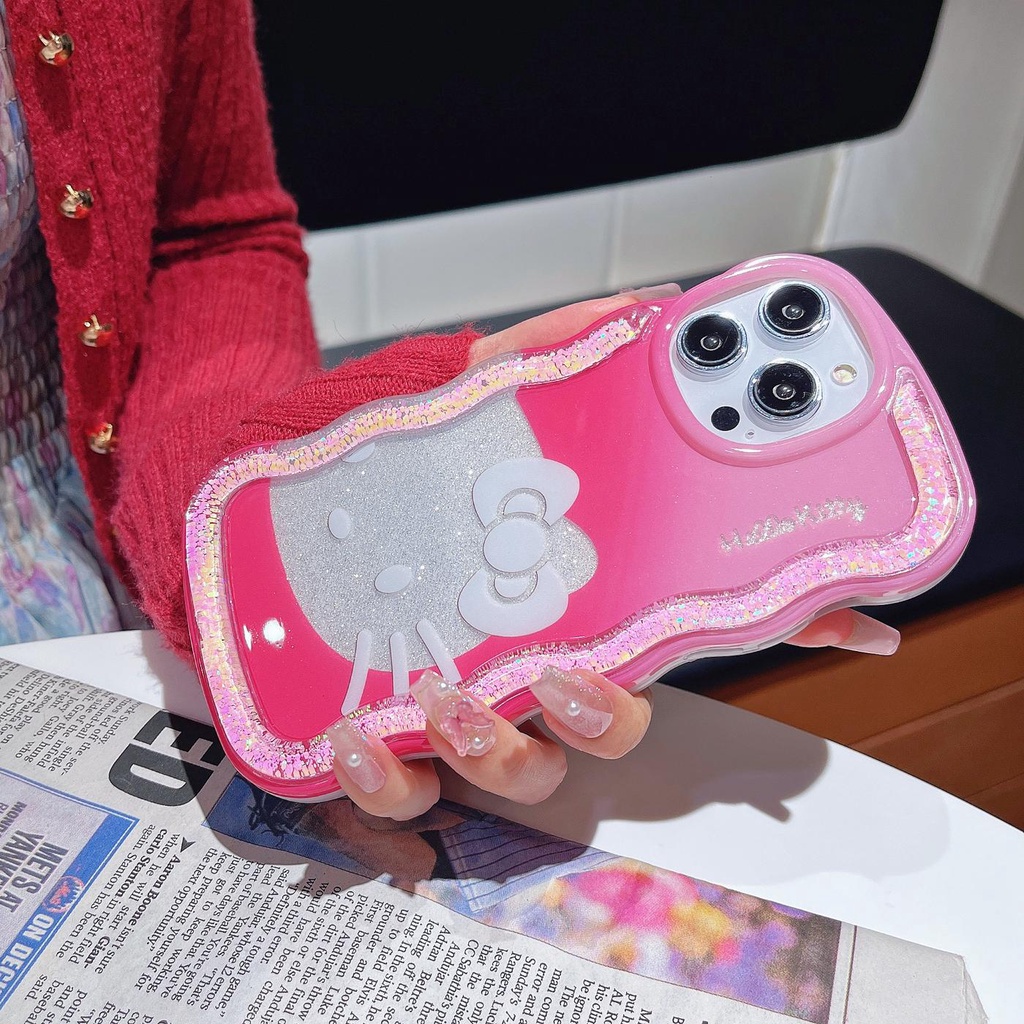 Ốp Điện Thoại TPU Dẻo Họa Tiết Hoạt Hình Mèo Kèm Nước Kim Tuyến Lấp Lánh Cho iPhone 12 13 14 Pro Max