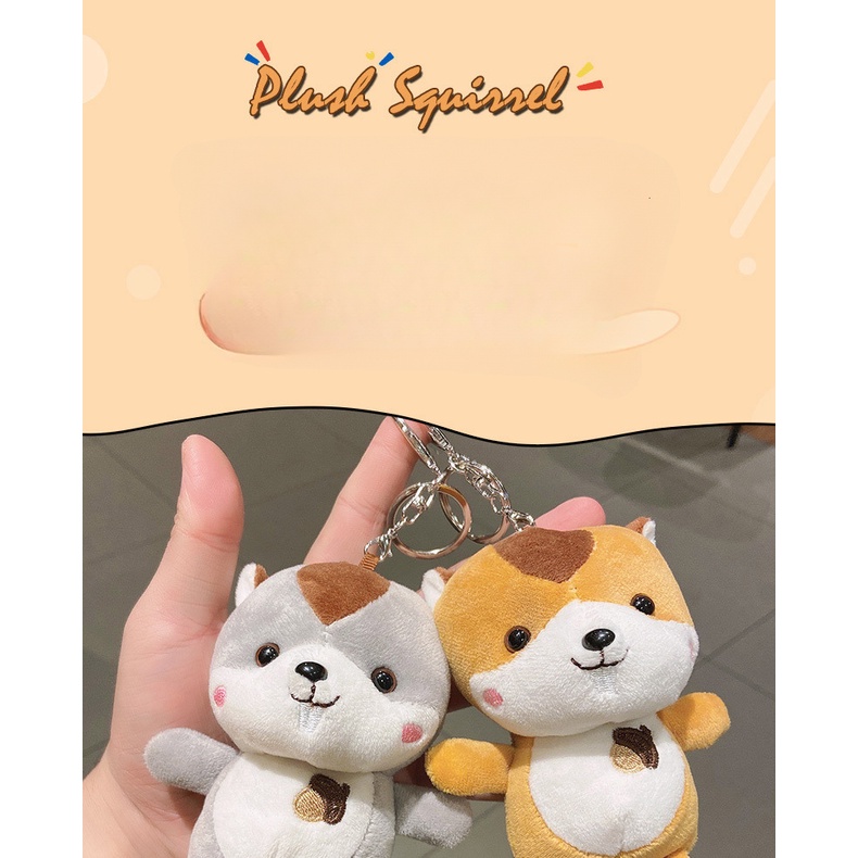 Móc khóa balo móc khóa túi móc khoá thú bông keyring móc khoá xinh Túi sóc Plush chuỗi búp bê túi xách dễ thương Cặp đôi chìa khóa Đeo ba lô treo búp bê trang trí chuỗi chìa khóa