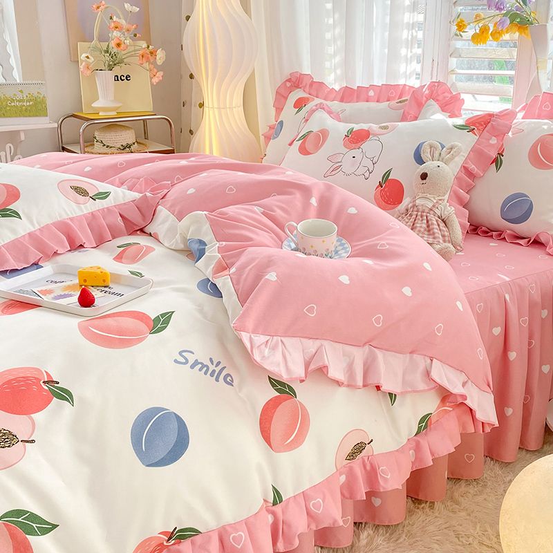 Vỏ Gối Chăn Và Ga Giường Nhồi Bông Hình Gấu Dâu Tây Đáng Yêu