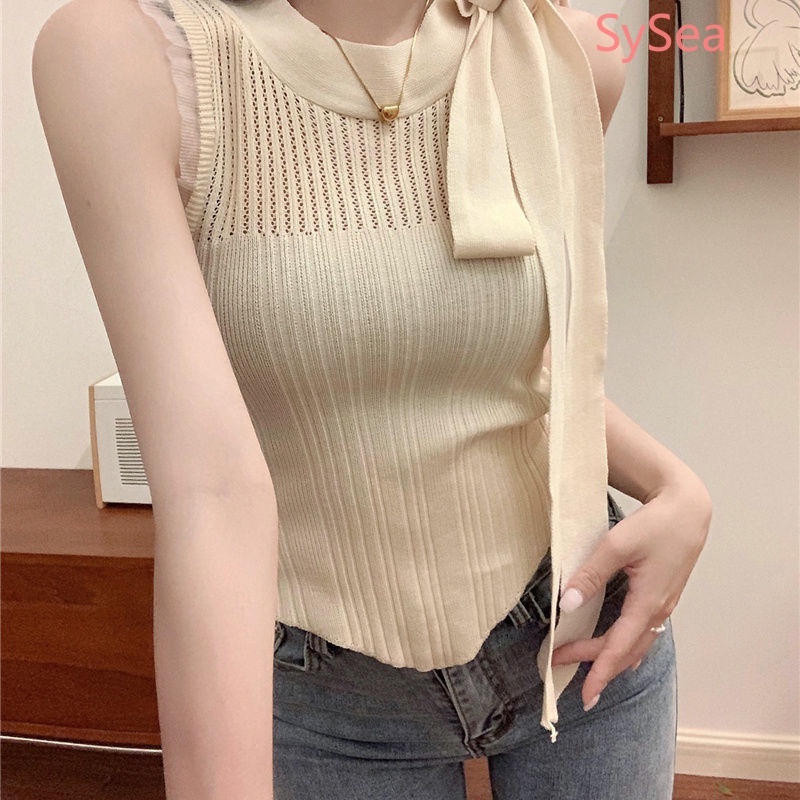 Áo Hai Dây Thắt Nơ Quyến Rũ Thời Trang Hè Cho Nữ