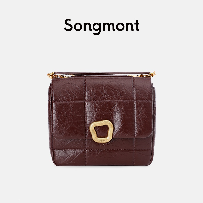 Songmont Túi Xách Da Bò Dáng Vuông Cỡ Vừa Phối Dây Xích Và Khóa Thiết Kế Phong Cách Mới777777-0524