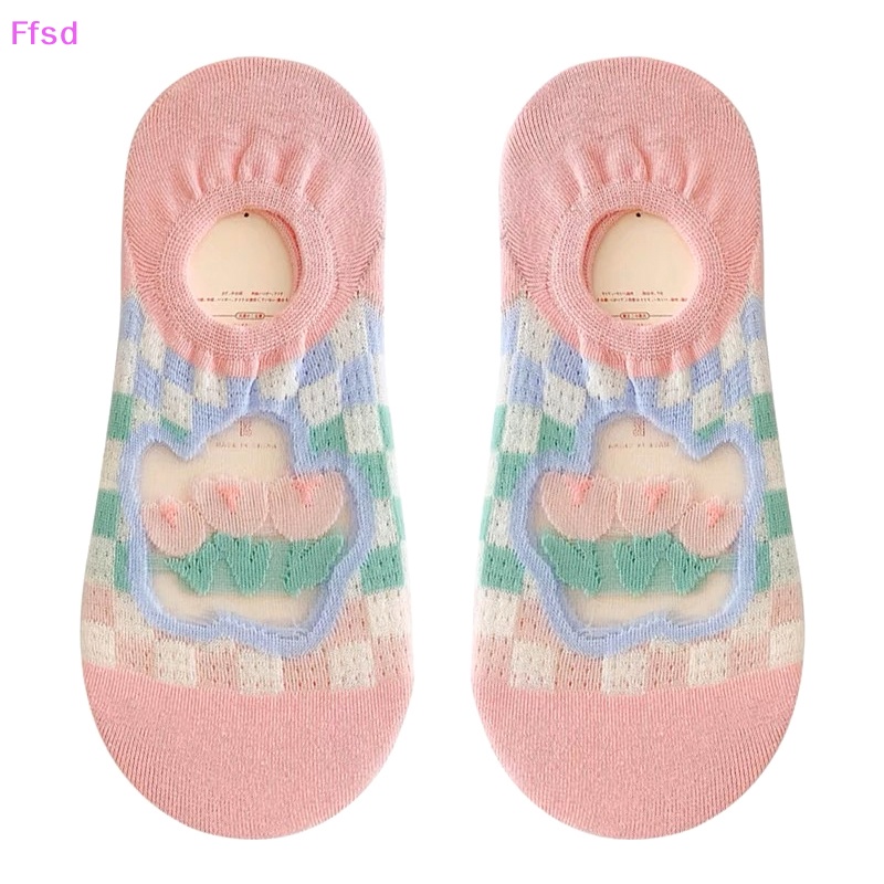 {Ffsd} Vớ Thuyền Phối Lưới Cotton Vô Hình Chống Trượt Thoáng Khí Cho Nữ