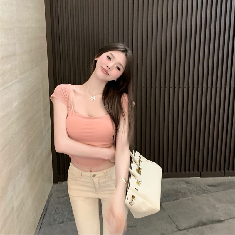 COZOK Áo Thun Ngắn Tay Phối Lưới Thời Trang Trẻ Trung